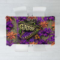 Florida Gator Wild Airboat Tablecloth Tropical Hibiscus Floral Graffiti Paint Splatter Art