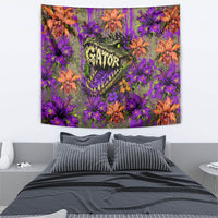 Florida Gator Wild Airboat Tapestry Tropical Hibiscus Floral Graffiti Paint Splatter Art