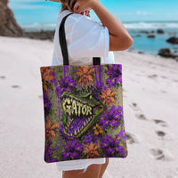 Florida Gator Wild Airboat Tote Bag Tropical Hibiscus Floral Graffiti Paint Splatter Art