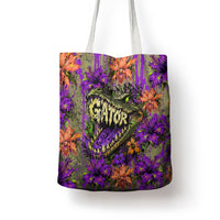 Florida Gator Wild Airboat Tote Bag Tropical Hibiscus Floral Graffiti Paint Splatter Art