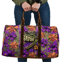 Florida Gator Wild Airboat Travel Bag Tropical Hibiscus Floral Graffiti Paint Splatter Art