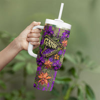 Florida Gator Wild Airboat Tumbler With Handle Tropical Hibiscus Floral Graffiti Paint Splatter Art