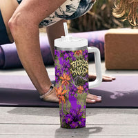Florida Gator Wild Airboat Tumbler With Handle Tropical Hibiscus Floral Graffiti Paint Splatter Art