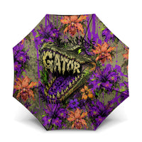 Florida Gator Wild Airboat Umbrella Tropical Hibiscus Floral Graffiti Paint Splatter Art