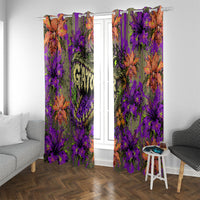 Florida Gator Wild Airboat Window Curtain Tropical Hibiscus Floral Graffiti Paint Splatter Art