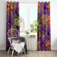 Florida Gator Wild Airboat Window Curtain Tropical Hibiscus Floral Graffiti Paint Splatter Art