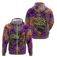 Florida Gator Wild Airboat Zip Hoodie Tropical Hibiscus Floral Graffiti Paint Splatter Art