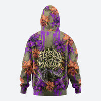 Florida Gator Wild Airboat Zip Hoodie Tropical Hibiscus Floral Graffiti Paint Splatter Art