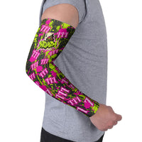 Nevada Battle Born The Silver State 777 Arm Sleeves Vibrant Lime Pink Splatter Punk Rock Bull Skull Art
