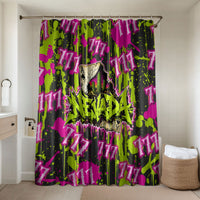 Nevada Battle Born The Silver State 777 Bathroom Set Vibrant Lime Pink Splatter Punk Rock Bull Skull Art
