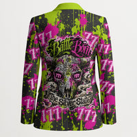 Nevada Battle Born The Silver State 777 Blazer Vibrant Lime Pink Splatter Punk Rock Bull Skull Art