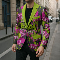 Nevada Battle Born The Silver State 777 Blazer Vibrant Lime Pink Splatter Punk Rock Bull Skull Art
