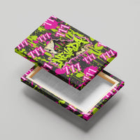 Nevada Battle Born The Silver State 777 Canvas Wall Art Vibrant Lime Pink Splatter Punk Rock Bull Skull Art