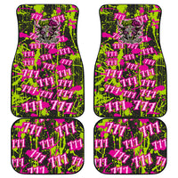 Nevada Battle Born The Silver State 777 Car Mats Vibrant Lime Pink Splatter Punk Rock Bull Skull Art
