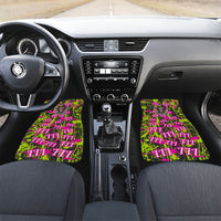 Nevada Battle Born The Silver State 777 Car Mats Vibrant Lime Pink Splatter Punk Rock Bull Skull Art