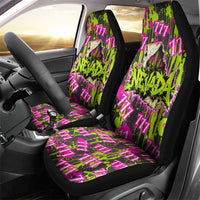 Nevada Battle Born The Silver State 777 Car Seat Cover Vibrant Lime Pink Splatter Punk Rock Bull Skull Art
