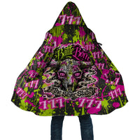 Nevada Battle Born The Silver State 777 Cloak Vibrant Lime Pink Splatter Punk Rock Bull Skull Art
