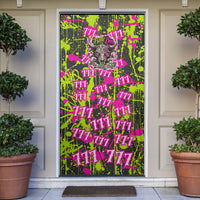 Nevada Battle Born The Silver State 777 Door Cover Vibrant Lime Pink Splatter Punk Rock Bull Skull Art