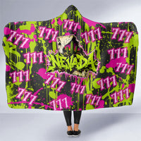 Nevada Battle Born The Silver State 777 Hooded Blanket Vibrant Lime Pink Splatter Punk Rock Bull Skull Art