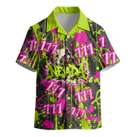 Nevada Battle Born The Silver State 777 Kid Hawaiian Shirt Vibrant Lime Pink Splatter Punk Rock Bull Skull Art