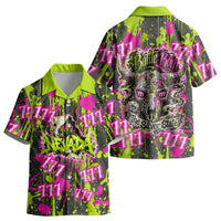 Nevada Battle Born The Silver State 777 Kid Hawaiian Shirt Vibrant Lime Pink Splatter Punk Rock Bull Skull Art