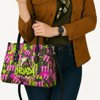 Nevada Battle Born The Silver State 777 Leather Bag Vibrant Lime Pink Splatter Punk Rock Bull Skull Art