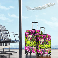 Nevada Battle Born The Silver State 777 Luggage Cover Vibrant Lime Pink Splatter Punk Rock Bull Skull Art
