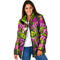 Nevada Battle Born The Silver State 777 Padded Jacket Vibrant Lime Pink Splatter Punk Rock Bull Skull Art