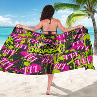 Nevada Battle Born The Silver State 777 Sarong Vibrant Lime Pink Splatter Punk Rock Bull Skull Art