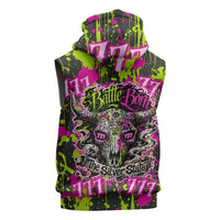 Nevada Battle Born The Silver State 777 Sleeveless Zip Hoodie Vibrant Lime Pink Splatter Punk Rock Bull Skull Art