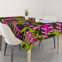 Nevada Battle Born The Silver State 777 Tablecloth Vibrant Lime Pink Splatter Punk Rock Bull Skull Art