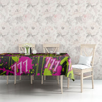 Nevada Battle Born The Silver State 777 Tablecloth Vibrant Lime Pink Splatter Punk Rock Bull Skull Art