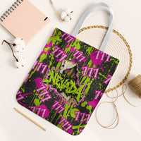 Nevada Battle Born The Silver State 777 Tote Bag Vibrant Lime Pink Splatter Punk Rock Bull Skull Art
