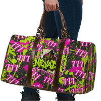 Nevada Battle Born The Silver State 777 Travel Bag Vibrant Lime Pink Splatter Punk Rock Bull Skull Art