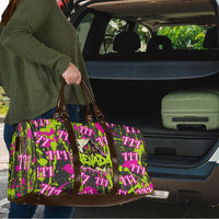 Nevada Battle Born The Silver State 777 Travel Bag Vibrant Lime Pink Splatter Punk Rock Bull Skull Art