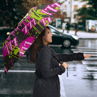 Nevada Battle Born The Silver State 777 Umbrella Vibrant Lime Pink Splatter Punk Rock Bull Skull Art