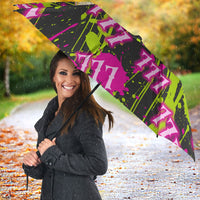 Nevada Battle Born The Silver State 777 Umbrella Vibrant Lime Pink Splatter Punk Rock Bull Skull Art