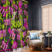 Nevada Battle Born The Silver State 777 Window Curtain Vibrant Lime Pink Splatter Punk Rock Bull Skull Art
