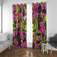 Nevada Battle Born The Silver State 777 Window Curtain Vibrant Lime Pink Splatter Punk Rock Bull Skull Art