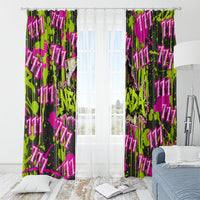 Nevada Battle Born The Silver State 777 Window Curtain Vibrant Lime Pink Splatter Punk Rock Bull Skull Art
