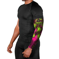 Nevada Area 51 Bull Skull Alien UFO Arm Sleeves Vibrant Pink Lime Paint Drip Graffiti Street Art Style