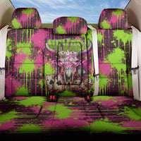 Nevada Area 51 Bull Skull Alien UFO Back Car Seat Cover Vibrant Pink Lime Paint Drip Graffiti Street Art Style
