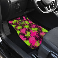 Nevada Area 51 Bull Skull Alien UFO Car Mats Vibrant Pink Lime Paint Drip Graffiti Street Art Style
