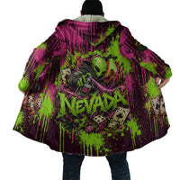 Nevada Area 51 Bull Skull Alien UFO Cloak Vibrant Pink Lime Paint Drip Graffiti Street Art Style
