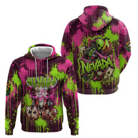 Nevada Area 51 Bull Skull Alien UFO Hoodie Vibrant Pink Lime Paint Drip Graffiti Street Art Style