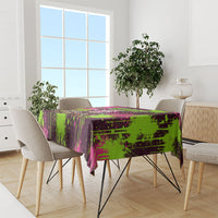 Nevada Area 51 Bull Skull Alien UFO Tablecloth Vibrant Pink Lime Paint Drip Graffiti Street Art Style