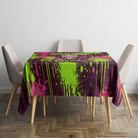 Nevada Area 51 Bull Skull Alien UFO Tablecloth Vibrant Pink Lime Paint Drip Graffiti Street Art Style