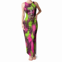 Nevada Area 51 Bull Skull Alien UFO Tank Maxi Dress Vibrant Pink Lime Paint Drip Graffiti Street Art Style