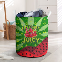 Let's Get Juicy Waterwasted Watermelon Laundry Basket Funny Cartoon Summer Fruit Party Art