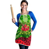 Let's Get Juicy Waterwasted Watermelon Apron Funny Cartoon Summer Fruit Party Art